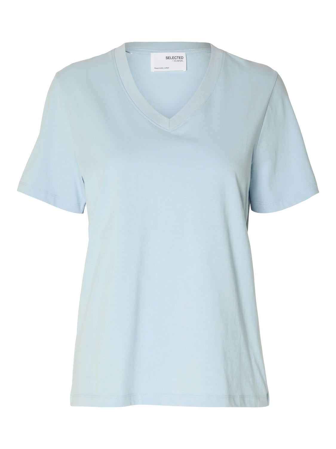 Selected Femme "Essential" Tee V-Neck  cashmere blue