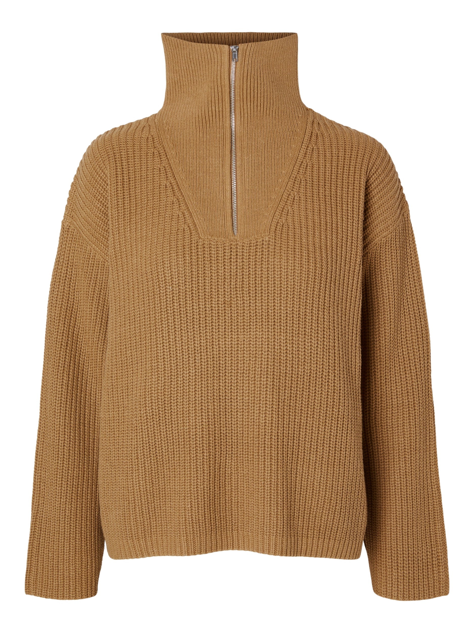 Selected Femme "Bloomie" Knit Half Zip braun