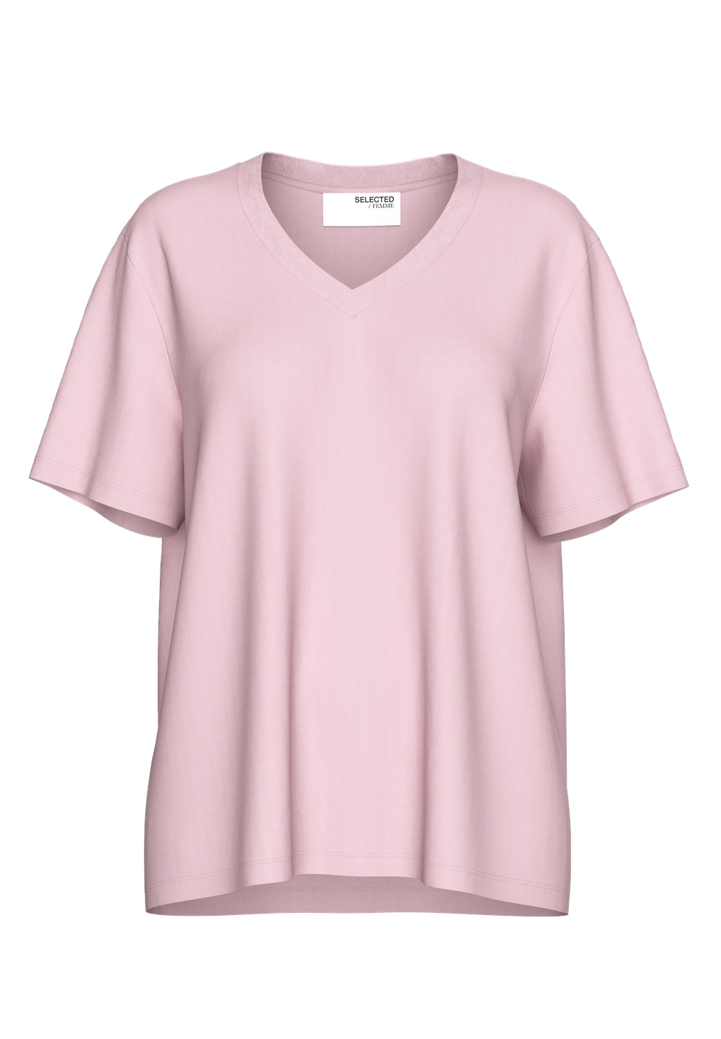 Selected Femme "Essential" Tee V-Neck bleached mauve