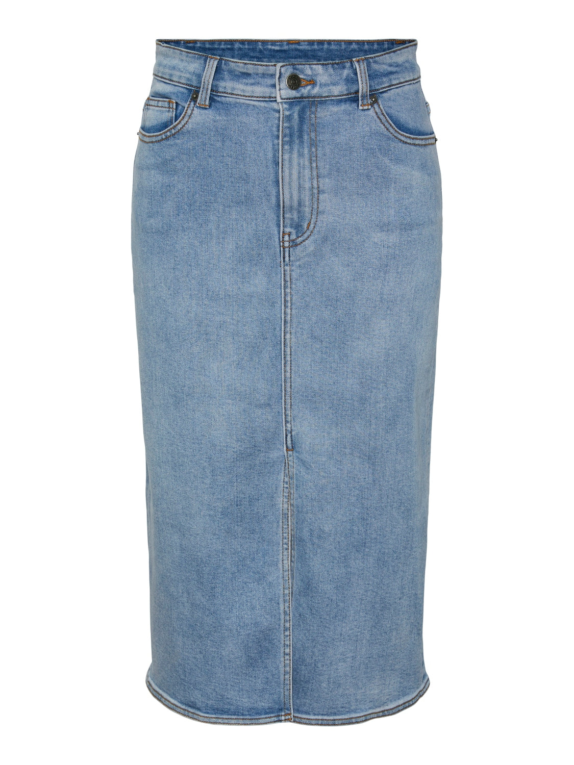 YAS "Dolma" HW Midi Denim Skirt