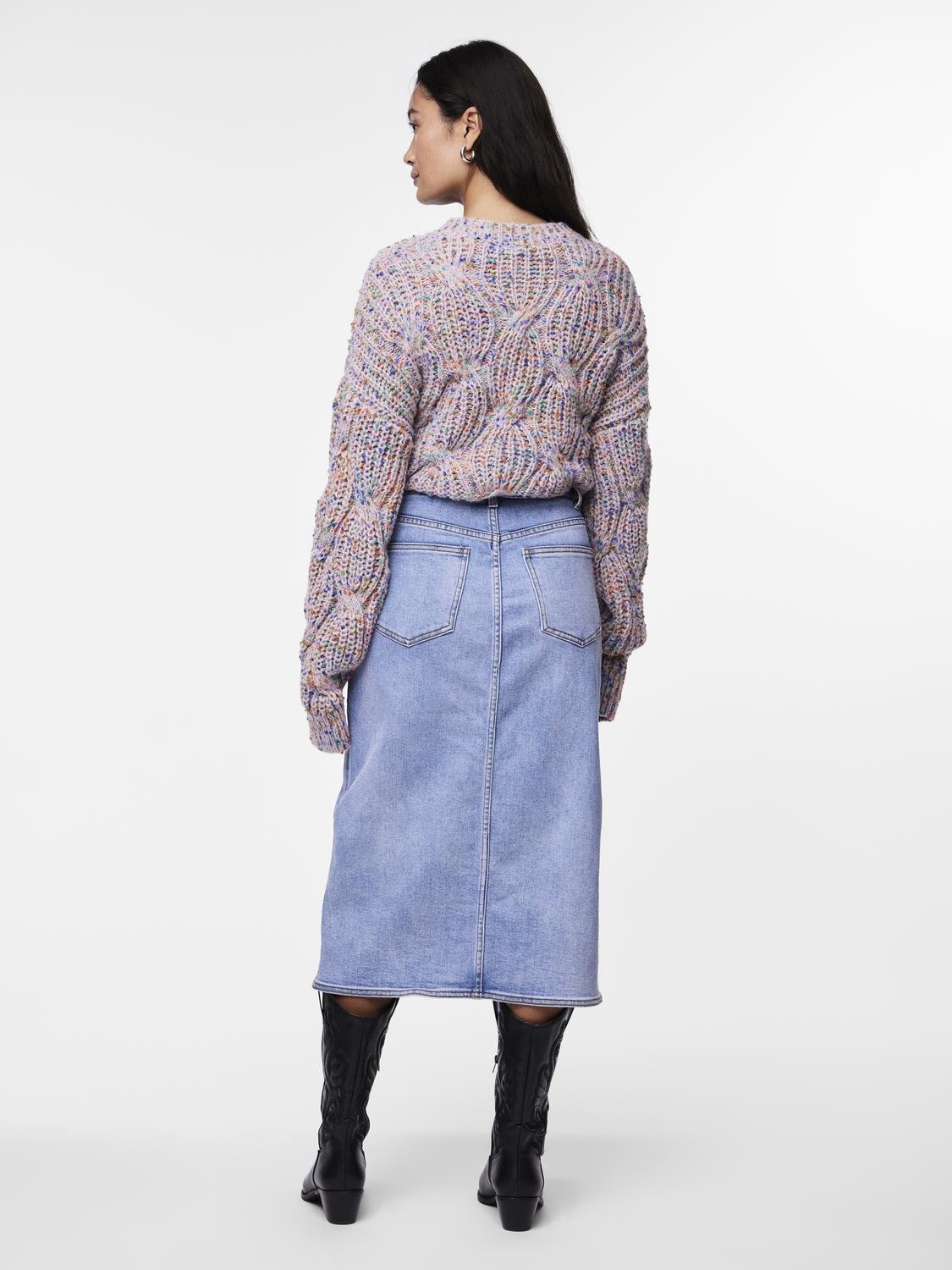 YAS "Dolma" HW Midi Denim Skirt